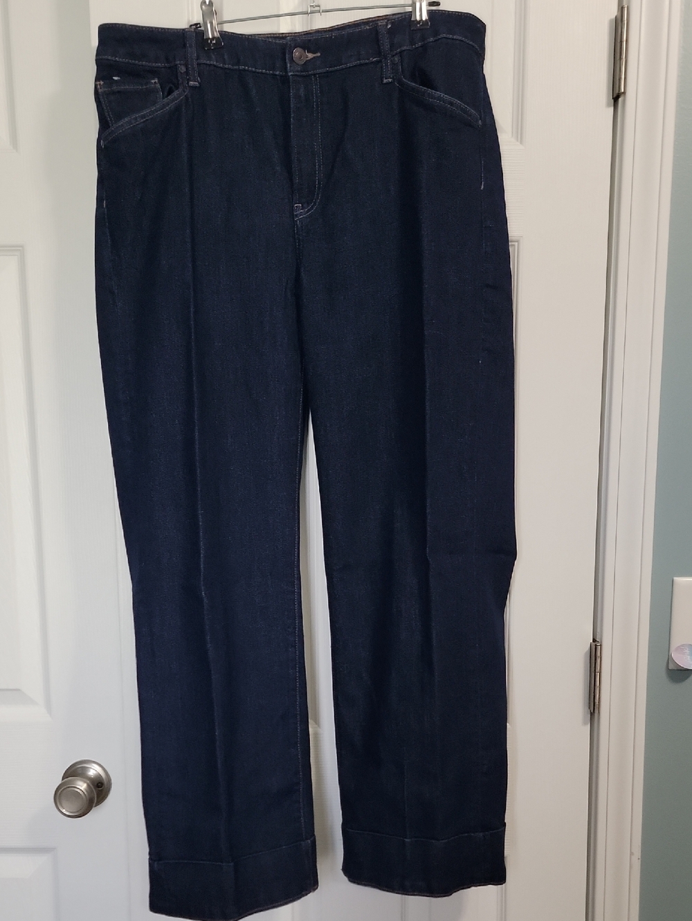 Chico's Dark Indigo Relaxed Straight Jeans Trousee